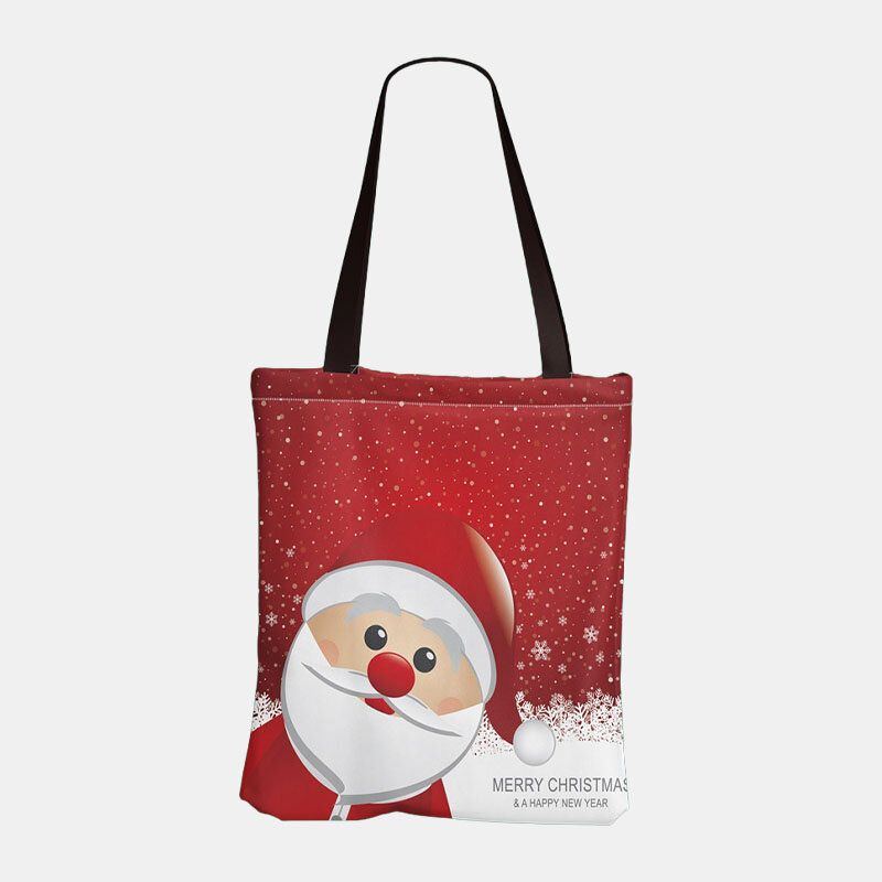 Damen Leinwand Festlich Weihnachten Elch Weihnachtsmann Druck Muster Täglich Lässig Handtasche Schultertasche