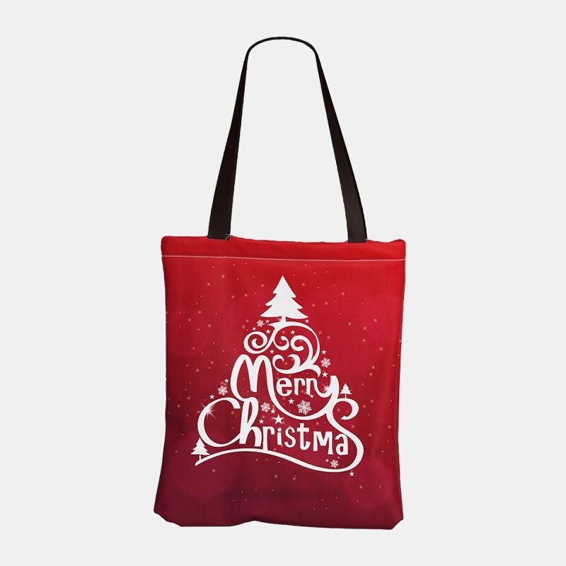 Damen Leinwand Festlich Weihnachten Elch Weihnachtsmann Druck Muster Täglich Lässig Handtasche Schultertasche