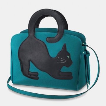 Damen Mode Schönheit Kunstleder Große Kapazität Handtasche Umhängetasche Umhängetasche Katze Tasche