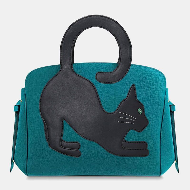 Damen Mode Schönheit Kunstleder Große Kapazität Handtasche Umhängetasche Umhängetasche Katze Tasche