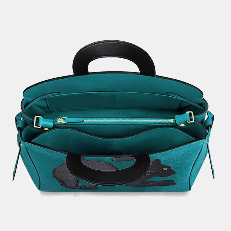 Damen Mode Schönheit Kunstleder Große Kapazität Handtasche Umhängetasche Umhängetasche Katze Tasche