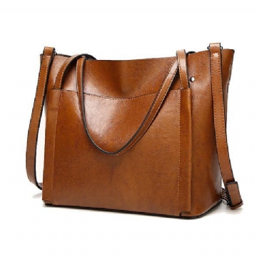 Damen Oil Leather Tote Handtaschen Vintage Umhängetaschen Kapazität Umhängetaschen