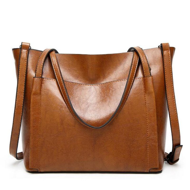 Damen Oil Wax Leder Große Handtasche Schulter Mädchen Reisetasche Messenger Tote