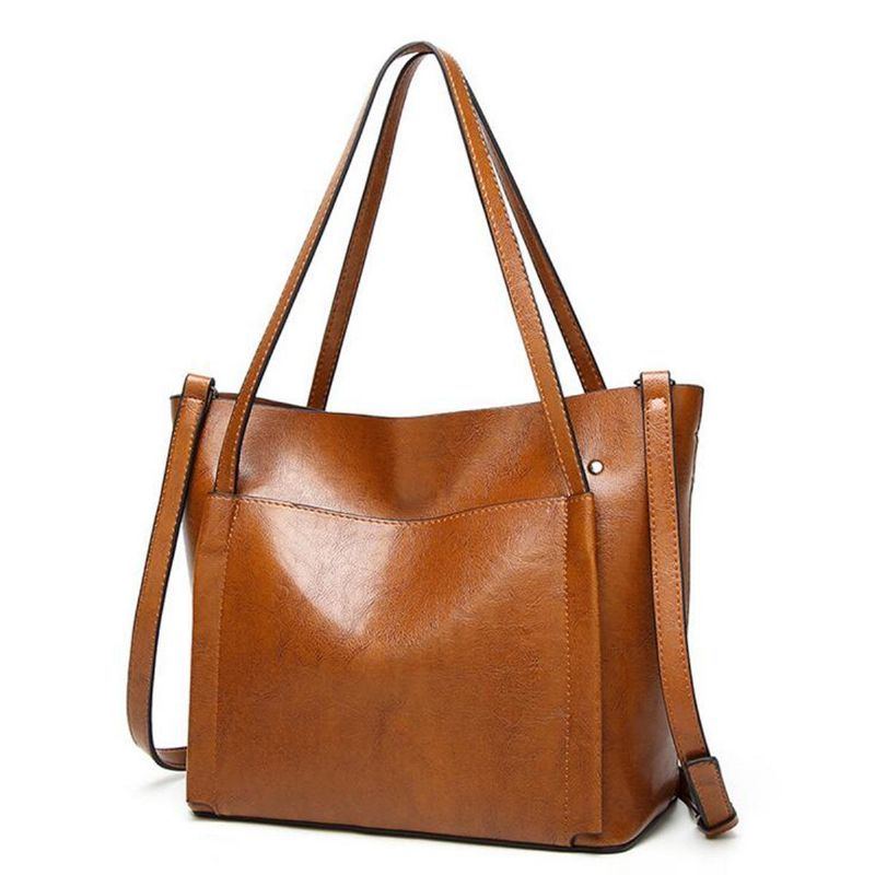 Damen Oil Wax Leder Große Handtasche Schulter Mädchen Reisetasche Messenger Tote