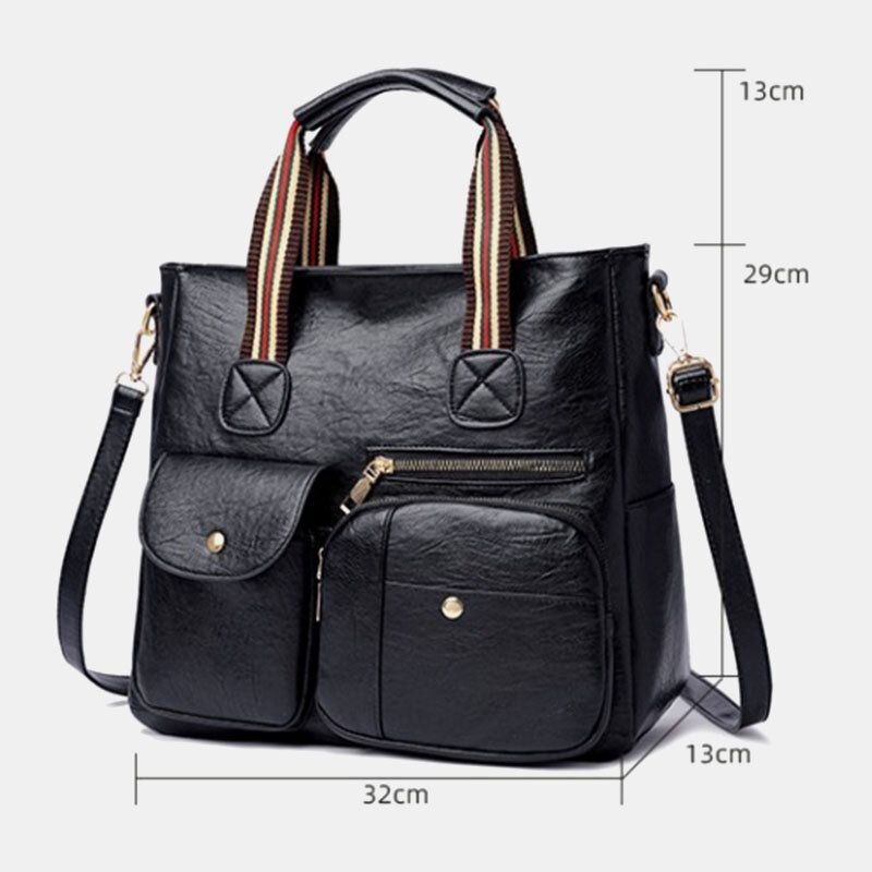 Damen Pu Leder Große Kapazität Multi Pocket Elegant Tote Umhängetaschen Umhängetasche Handtasche