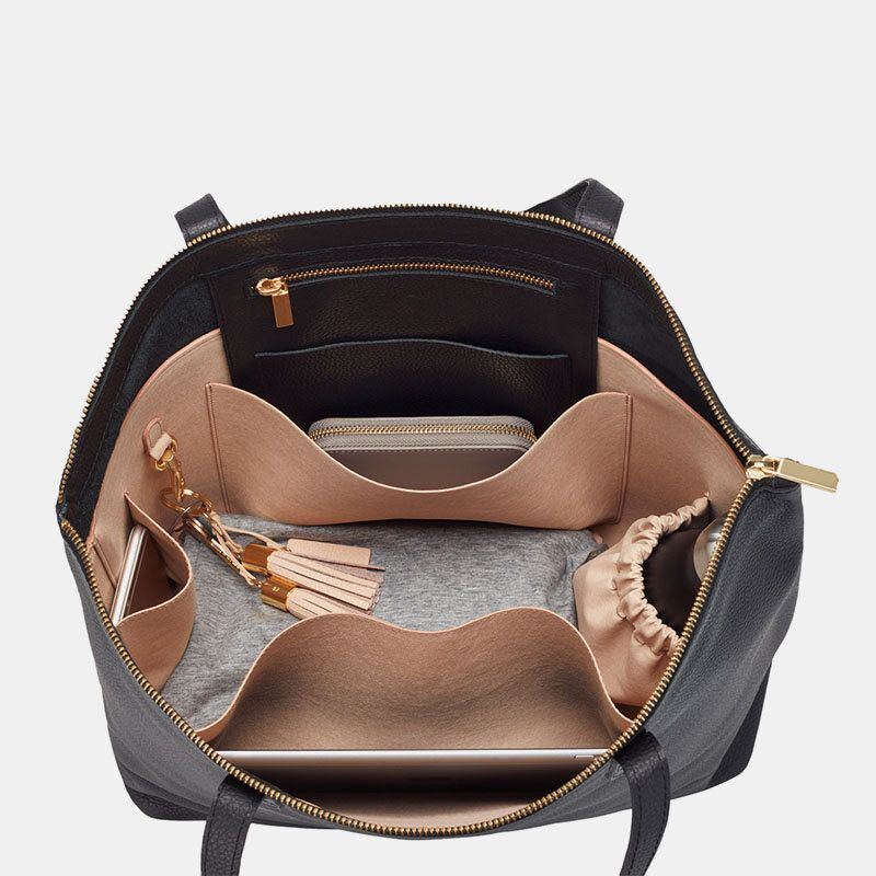 Damen Pu Leder Schlüsselanhänger Multi Pocket Laptoptasche Mit Großer Kapazität Aktentasche Business Handtasche