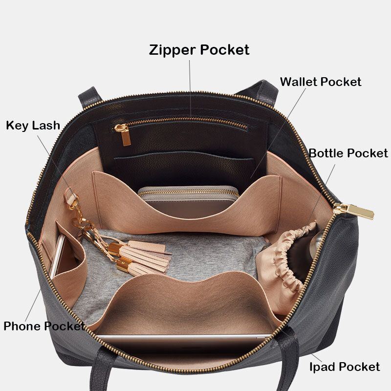 Damen Pu Leder Schlüsselanhänger Multi Pocket Laptoptasche Mit Großer Kapazität Aktentasche Business Handtasche