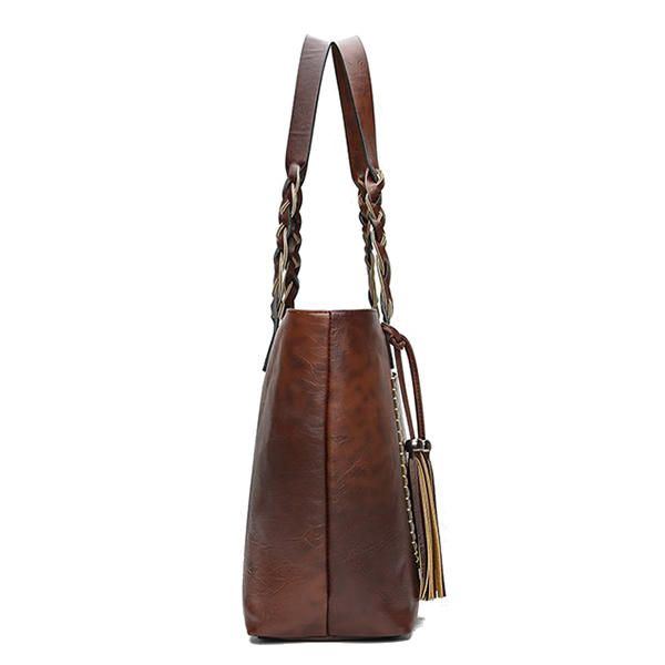 Damen Retro Kunstleder Tragetasche Hangbag