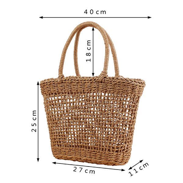 Damen Tragbare Hohle Gewebte Handtasche Travel Basket Tide Stilvolle Strohtasche