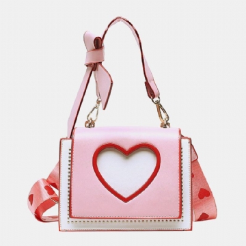 Damen Valentinstag Aushöhlen Liebe Bestickt Umhängetasche Schultertasche Handtasche