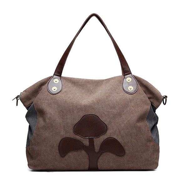 Große Kapazitäts Damen Segeltuch Patchwork Blumenmuster Beiläufige Handtasche