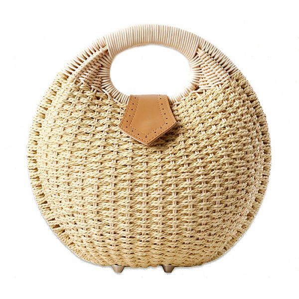 Herren Damen Tote Handtasche Sommer Strandtasche Strohtasche Rattan Tasche Handtasche