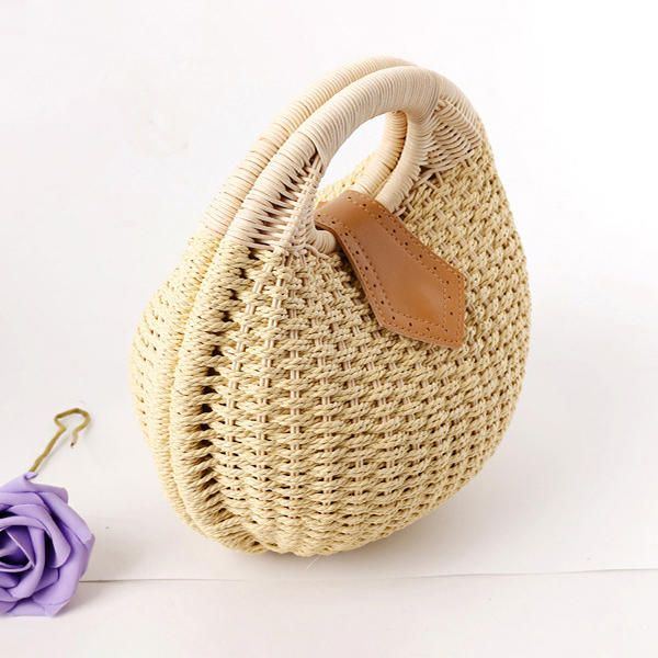 Herren Damen Tote Handtasche Sommer Strandtasche Strohtasche Rattan Tasche Handtasche