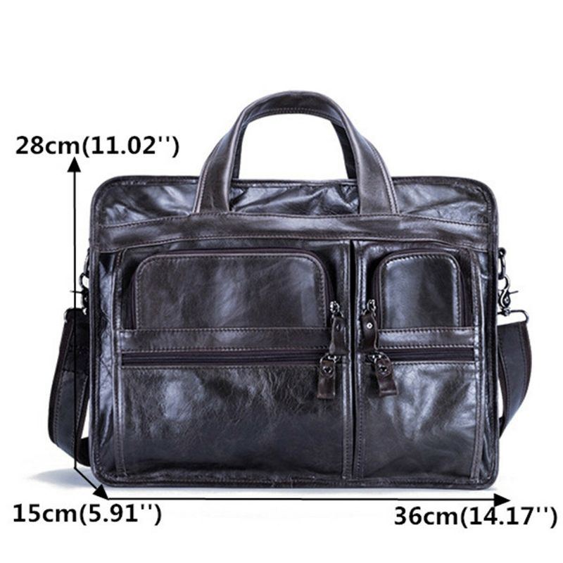 Herren Echtes Leder Business Große Kapazität 13.3 Zoll Laptoptasche Handtasche Aktentasche