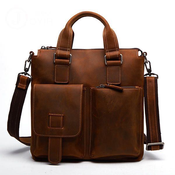 Herren Echtes Leder Retro Handtasche Umhängetasche Casual Business Umhängetasche Aktentasche