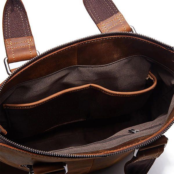 Herren Echtes Leder Retro Handtasche Umhängetasche Casual Business Umhängetasche Aktentasche