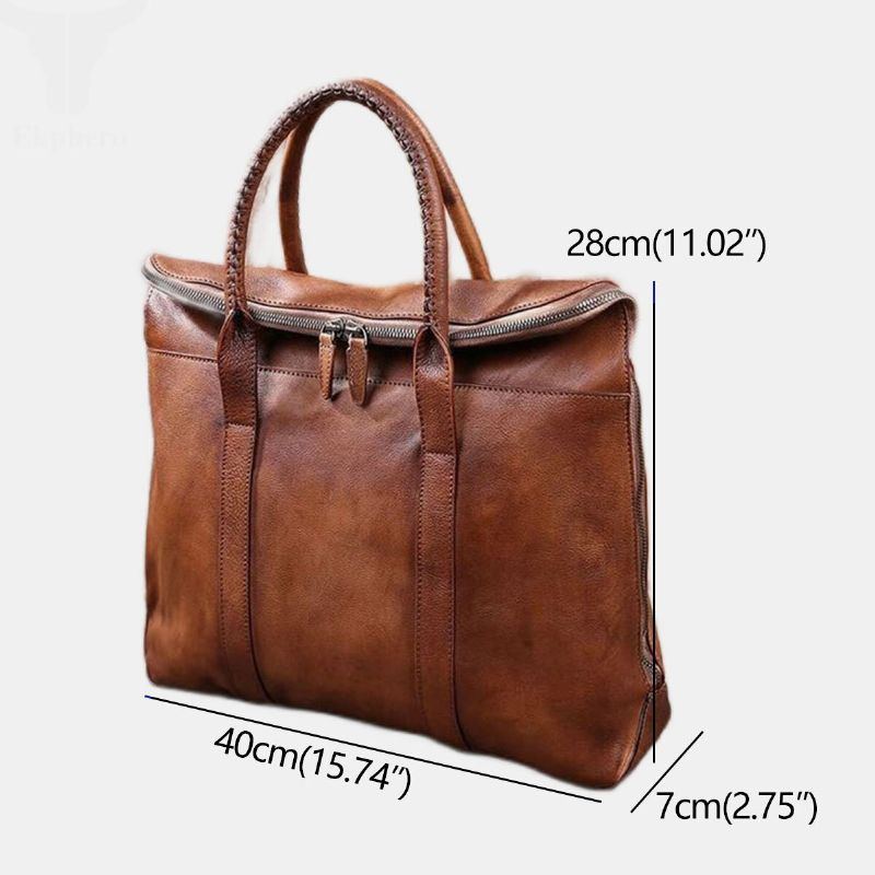 Herren Echtes Leder Retro Multi Pocket 15.6 Zoll Laptoptasche Aktentasche Business Handtasche Umhängetasche