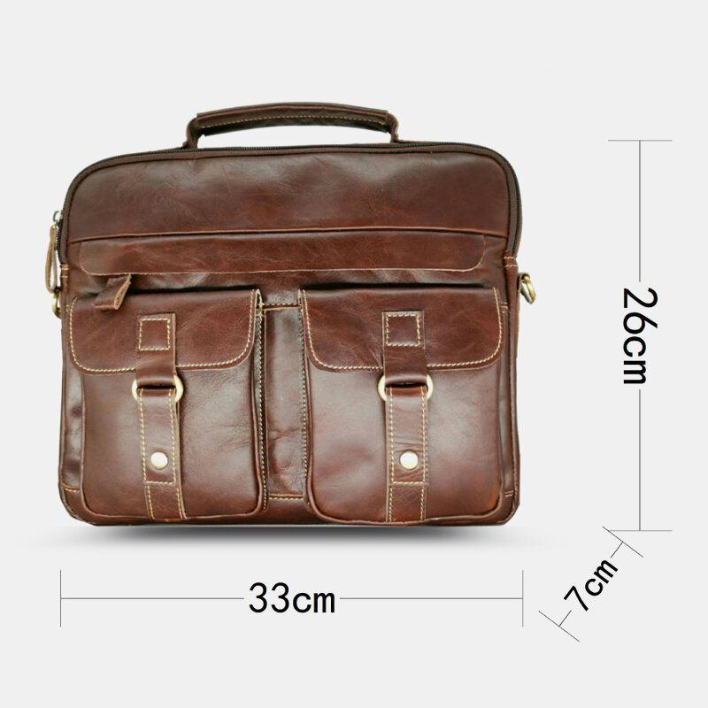 Herren Echtleder Multi Pocket Handtasche Businesstasche Laptoptasche Umhängetasche