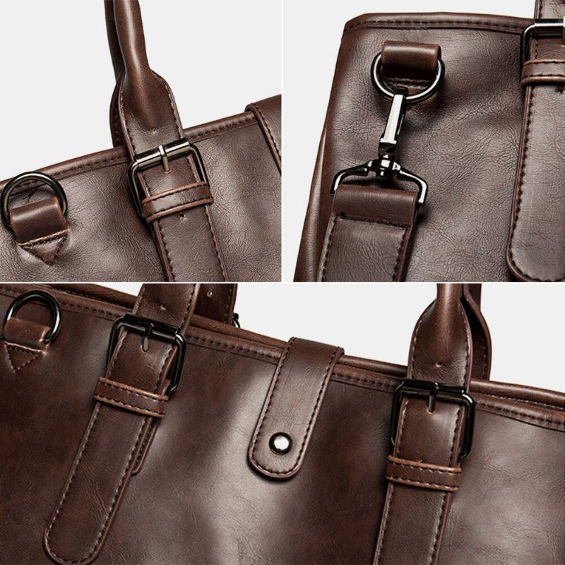 Herren Große Kapazität Wasserdichte Aktentasche Handtasche Retro 14 Zoll Laptoptasche Umhängetasche Umhängetasche