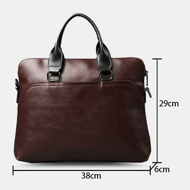 Herren Kunstleder Business Volltonfarbe Laptop Handtasche Casual Aktentasche