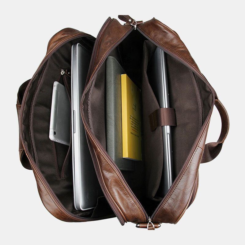 Herren Kunstleder Multi Pocket Multifunktions Spritzwassergeschützt 15.6 Zoll Laptoptaschen Aktentaschen Umhängetasche Handtasche