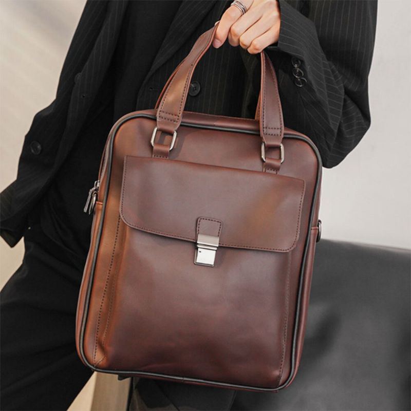 Herren Multi Pocket Anti Diebstahl Aktentasche Handtasche Retro 6.3 Zoll Handytasche Lehrertasche Arbeitstasche