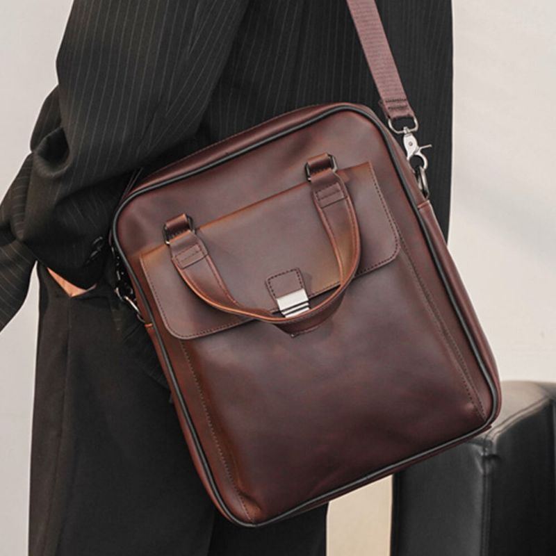 Herren Multi Pocket Anti Diebstahl Aktentasche Handtasche Retro 6.3 Zoll Handytasche Lehrertasche Arbeitstasche