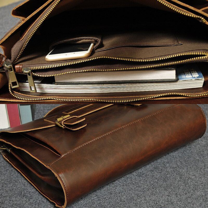 Herren Pu Leder Handtasche Mit Mehreren Taschen Businesstasche Laptoptasche Umhängetasche