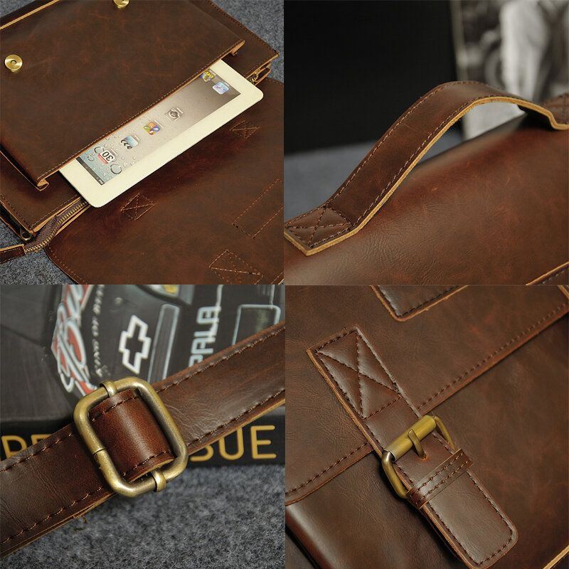 Herren Pu Leder Handtasche Mit Mehreren Taschen Businesstasche Laptoptasche Umhängetasche