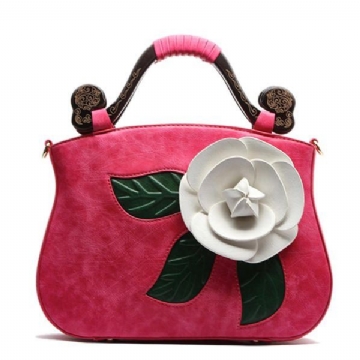 Vintage Fashion Pu Leder Rose Dekorative Handtasche Umhängetasche Für Damen