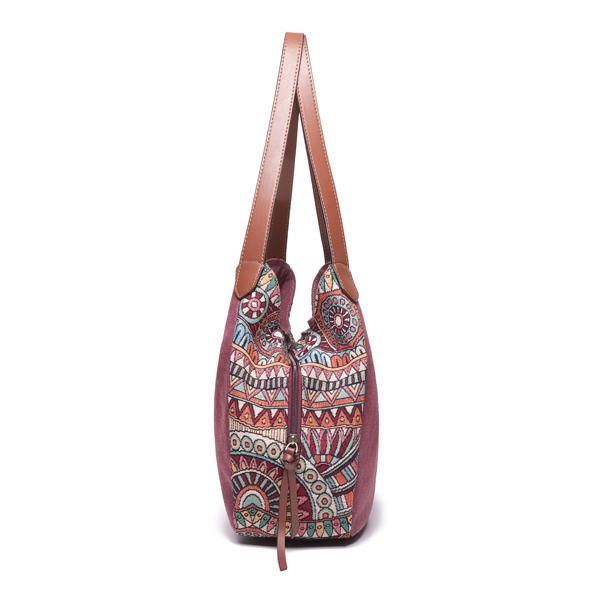 3 Haupttaschen Böhmen Große Kapazität Canvas Floral Handtasche Umhängetasche Für Damen