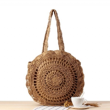 Casual Straw Hollow Out Round Bag Umhängetasche Für Damen