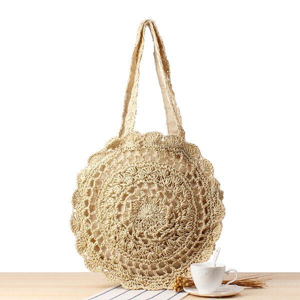 Casual Straw Hollow Out Round Bag Umhängetasche Für Damen