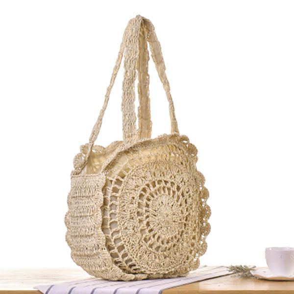 Casual Straw Hollow Out Round Bag Umhängetasche Für Damen