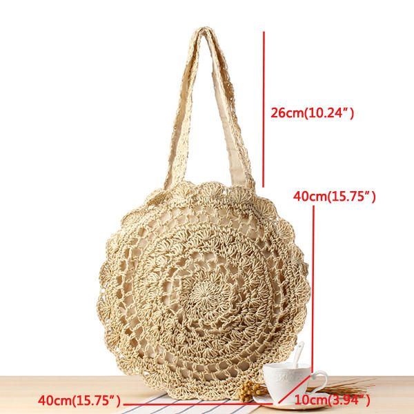 Casual Straw Hollow Out Round Bag Umhängetasche Für Damen