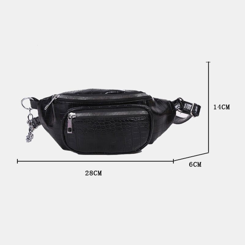 Damen Alligator Krokodilmuster Ketten Multi Carry Gürtel Brusttasche Umhängetasche