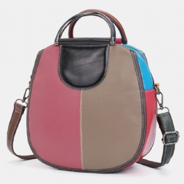 Damen Circle Echtleder Tasche Patchwork Umhängetasche Handtasche Umhängetasche