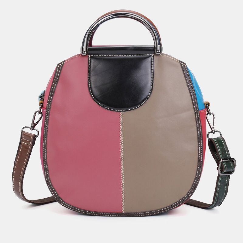 Damen Circle Echtleder Tasche Patchwork Umhängetasche Handtasche Umhängetasche