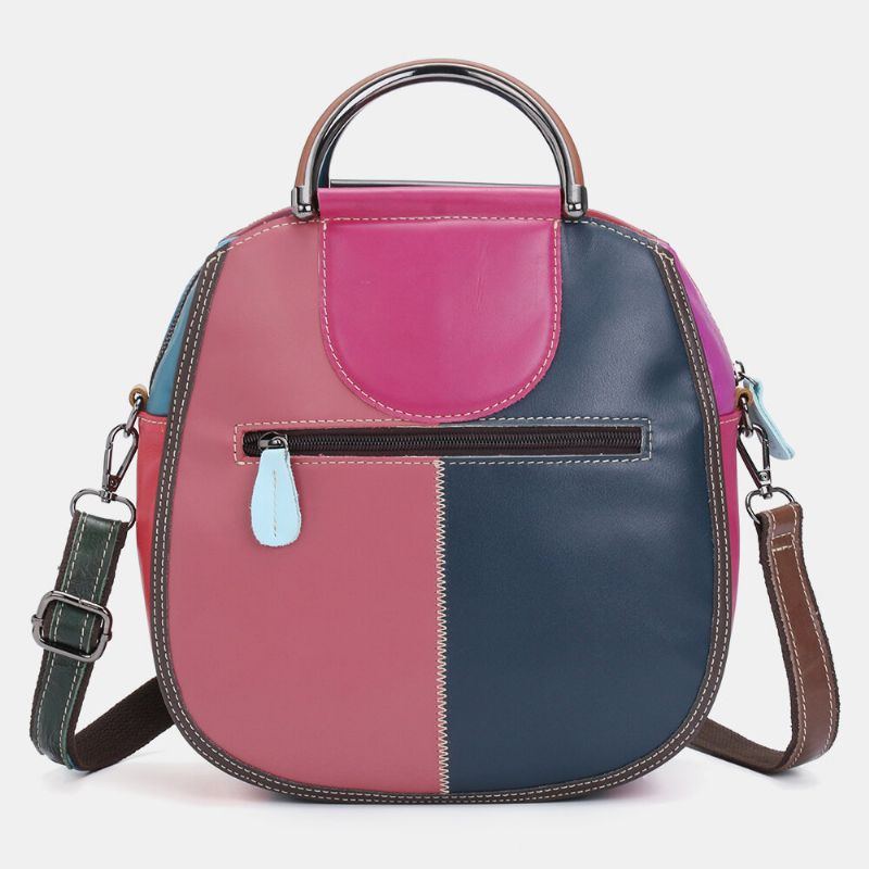 Damen Circle Echtleder Tasche Patchwork Umhängetasche Handtasche Umhängetasche