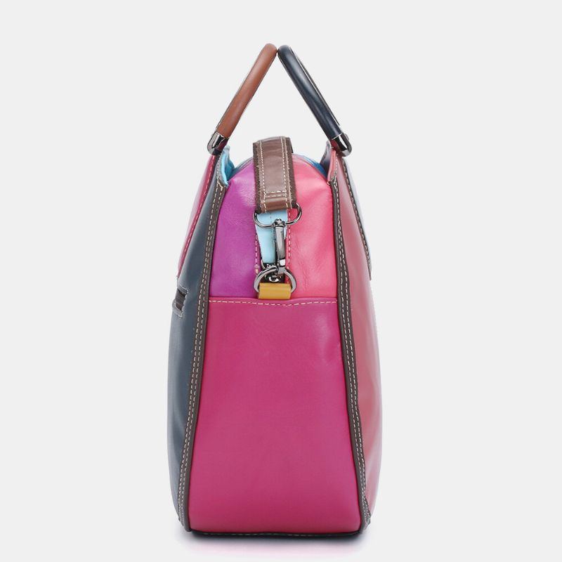 Damen Circle Echtleder Tasche Patchwork Umhängetasche Handtasche Umhängetasche