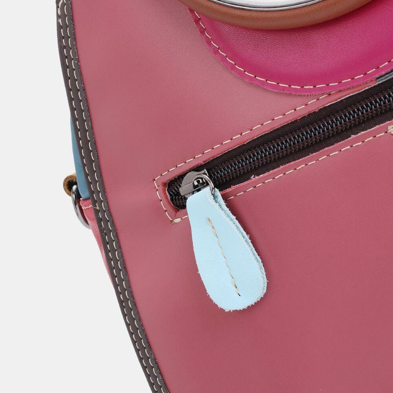 Damen Circle Echtleder Tasche Patchwork Umhängetasche Handtasche Umhängetasche