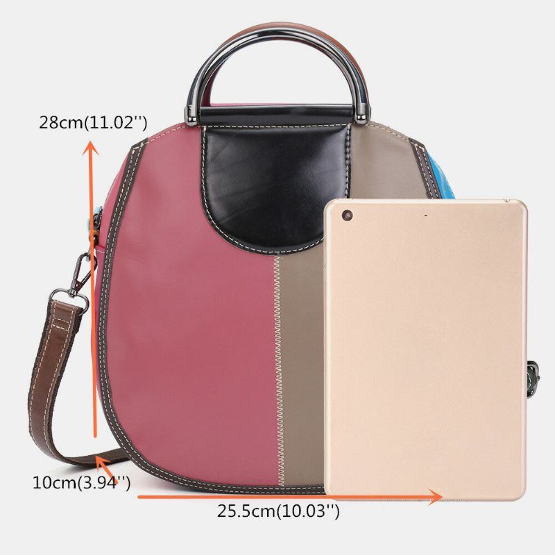 Damen Circle Echtleder Tasche Patchwork Umhängetasche Handtasche Umhängetasche