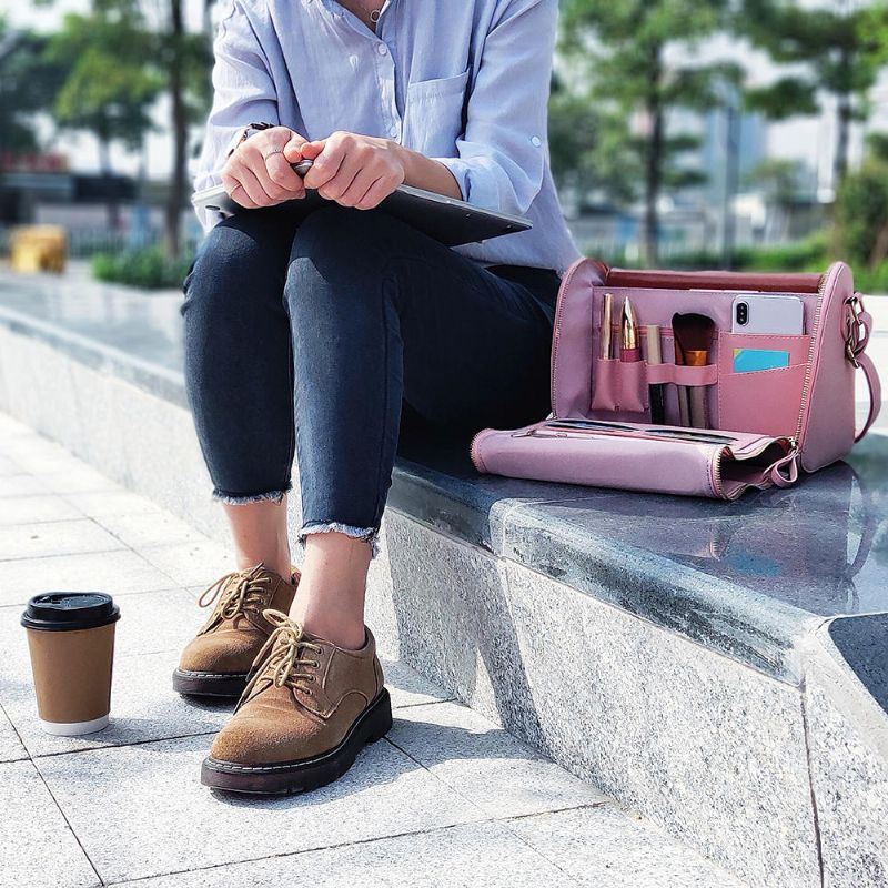 Damen Kosmetikhandtasche Mit Klappe Multifunktions Umhängetasche Umhängetasche