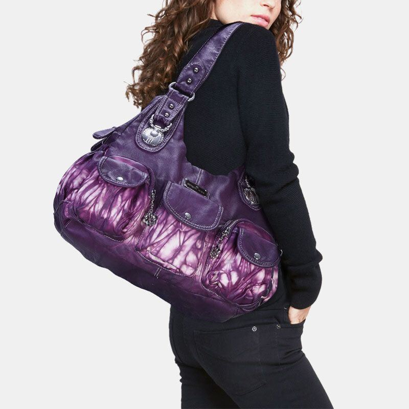 Damen Multi Pocket Crossbody Bag Tie Dye Umhängetasche