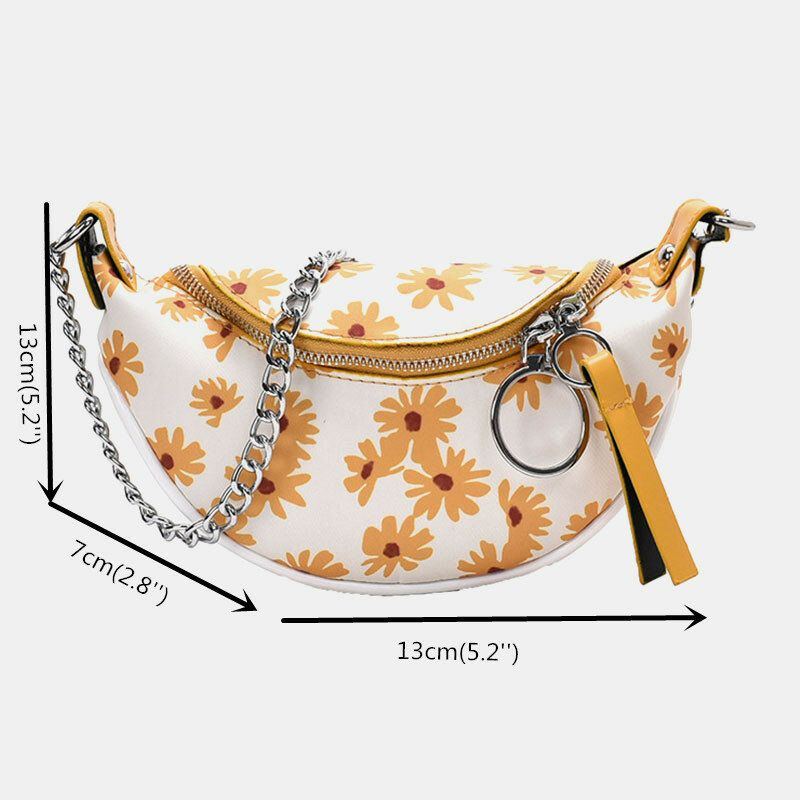 Damen Pu Sommer Kleine Gänseblümchen Brusttasche