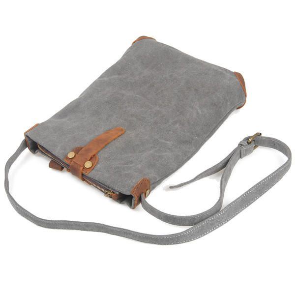 Damen Retro Segeltuch Echtleder Kuriertaschen Lässige Umhängetaschen Crossbody Taschen