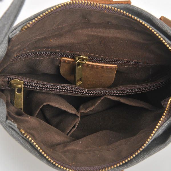 Damen Retro Segeltuch Echtleder Kuriertaschen Lässige Umhängetaschen Crossbody Taschen