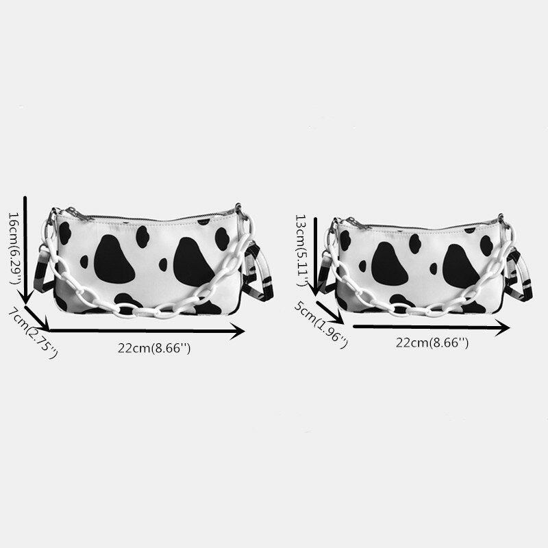 Damen Umhängetasche Mit Milchmuster Und Kette
