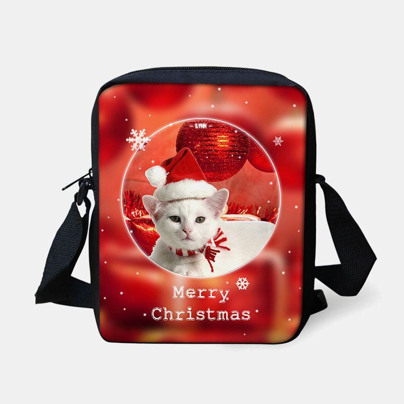 Damen Unisex Kind Weihnachten Niedlich Hund Katze Tierdruck Kleine Umhängetasche Handtasche