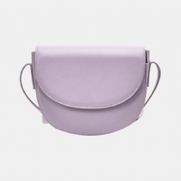 Damen Vintage Semi Circle Saddle Bag Solid Umhängetasche Freizeit